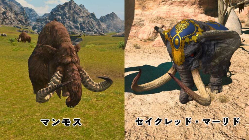 マーリドの粗皮をドロップする2種類のモブ