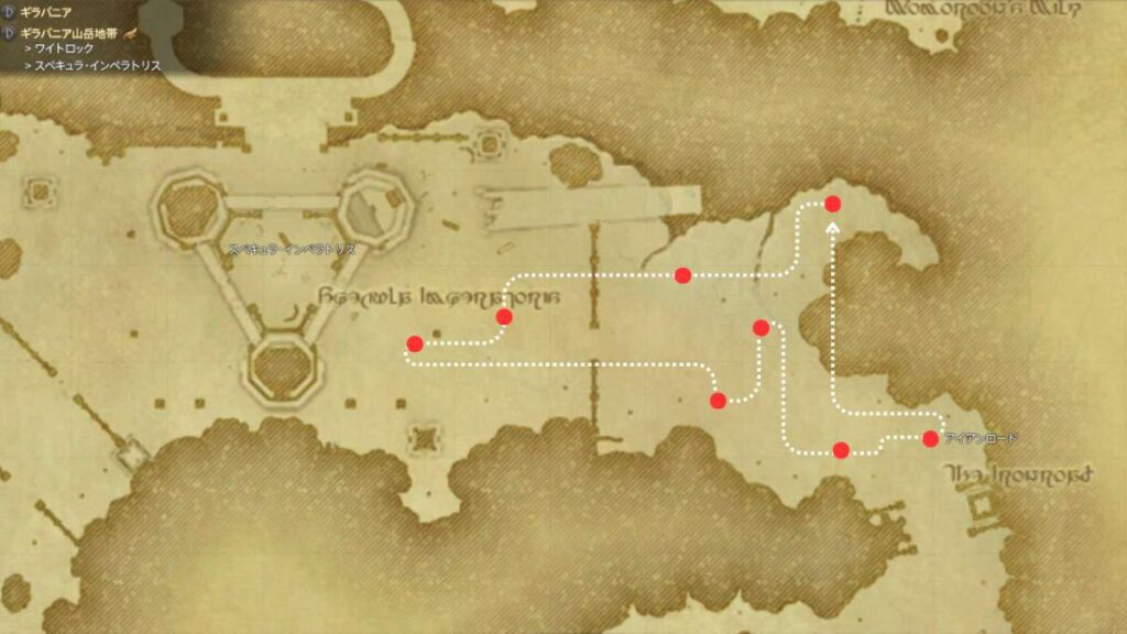 トゥルーグリフィンの粗皮をドロップするモブ狩りの周回ルート