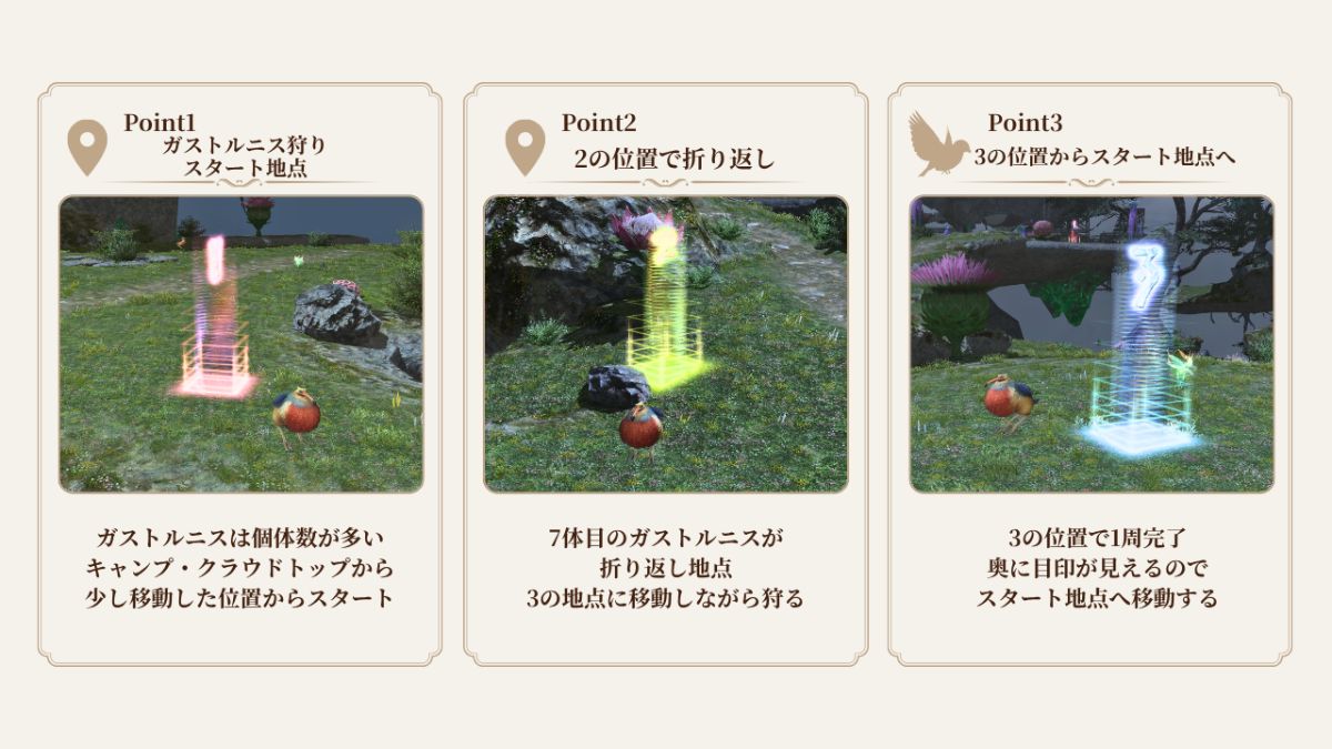 ガストルニス狩りの3ポイント