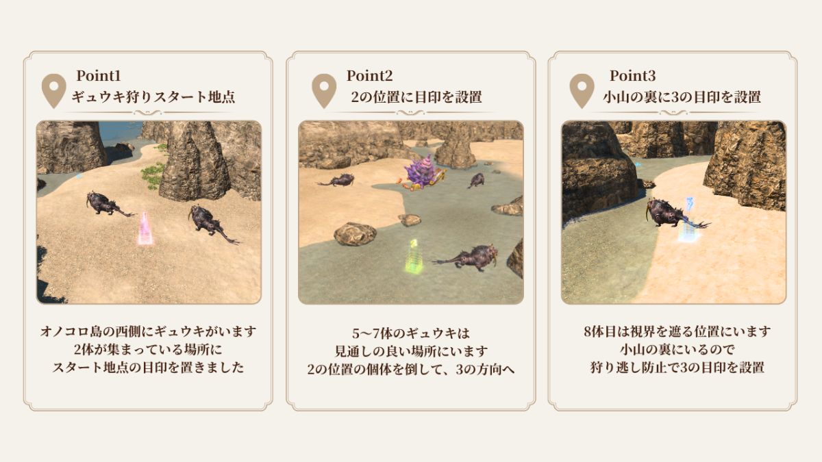 ギュウキ狩りの3ポイント